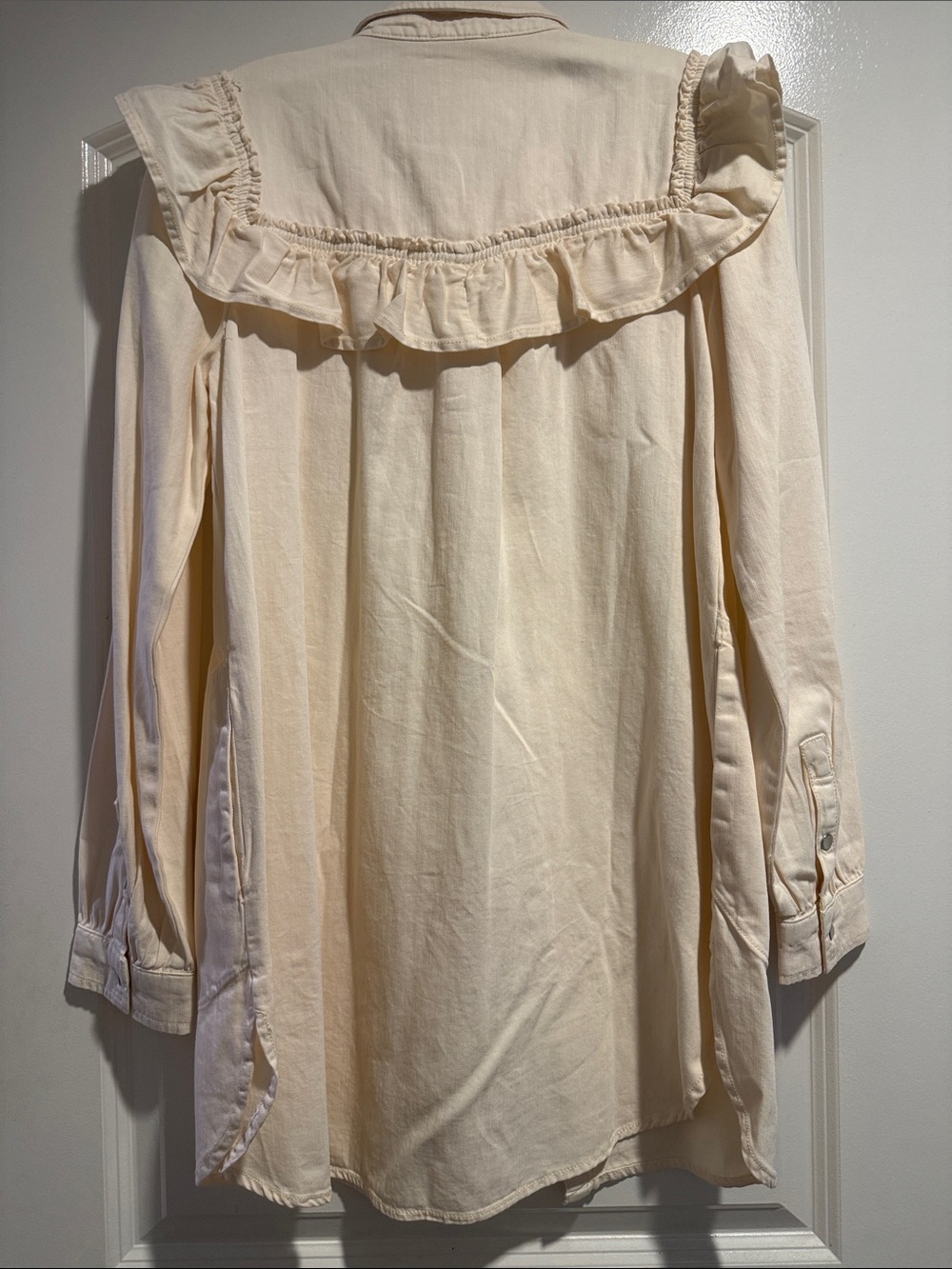 Pilcro Cream Ruffle-Front Long Sleeve Dress - Picture 2 of 6